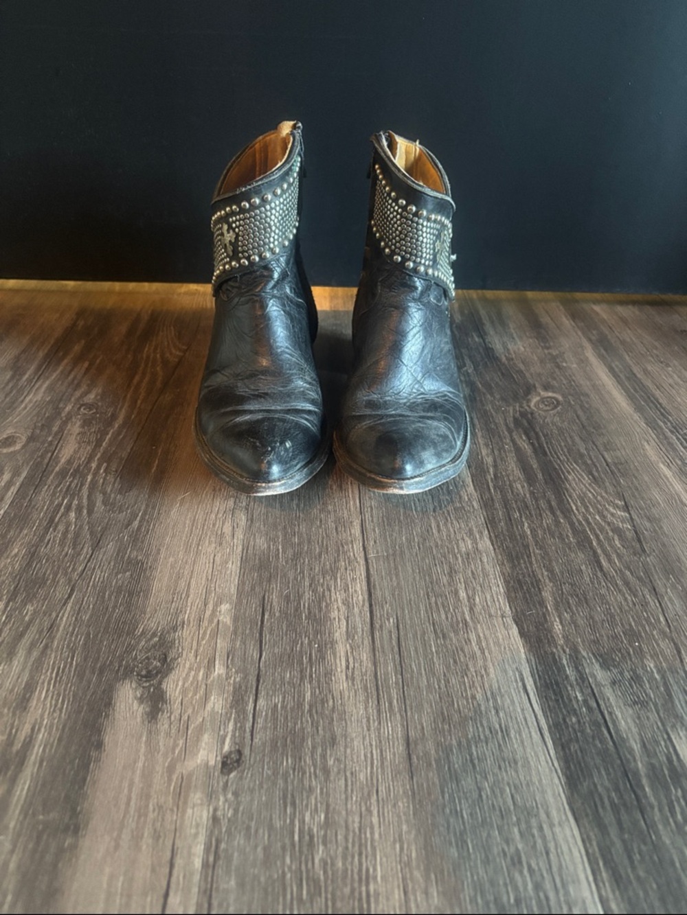 Old Gringo Black Studded Western Ankle Boots - Picture 2 of 5